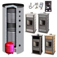 Kaminofen wasserführend Schmitzker Alicante 4 Farben 14,5 kW + Pufferspeicher